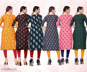 Women Printed Crepe Kurti (Combo Of 6)