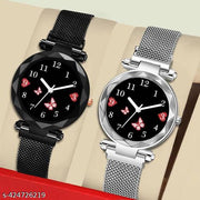 Analog Watch - For Girls Pack Of 2  Dial Black And Gold Magnetic Strap Woman
