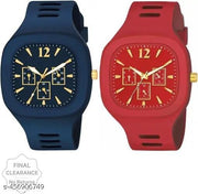 New Watch Combo Of Blue and Red Square Dial with  Strap Watch