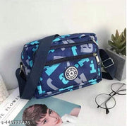 MOMISY Women Mobile Messenger cellphone Bag Ladies Nylon Shoulder Cross Body Long Strap for College, Outing, Travelling, Work (Medium, BlueLetter)