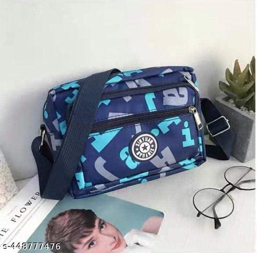 MOMISY Women Mobile Messenger cellphone Bag Ladies Nylon Shoulder Cross Body Long Strap for College, Outing, Travelling, Work (Medium, BlueLetter)