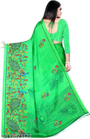 LEELAVATI Crepe Printed Daily / Party & Festive Wear Combo of 2 Stylist Fashionable Saree With Blouse pieces ( Pink , Green )