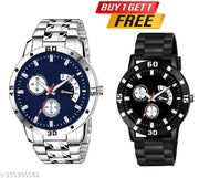 HC HARMI CREATIVE Analog Watch - For Men Steel and  Tranding Pu Belt Quartz Watch Strap For Mens and Boys (Combo Set of 2)