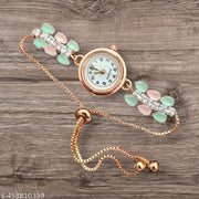 watch gift for sister || trending rose gold bracelet watch || Adjustable Rose Gold Crystal Bracelet Watch for Girls & Women for Girls & Women's.