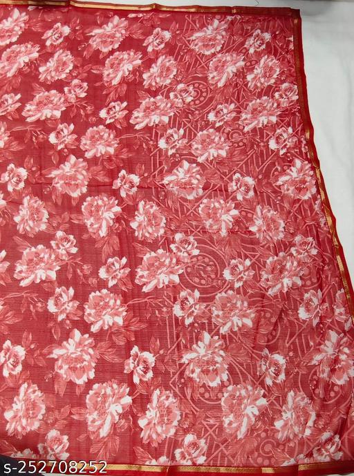 Heavy Georgette Saree New Rose Pattern Launching Printed Desing  With Running Blouse And Full Hand Wash