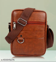Leather Sling Cross Body Travel Bag for Men (Black)