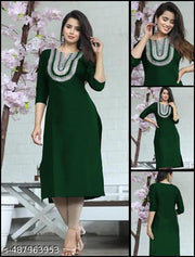 Meesho New Launch latest Very Beautiful Simple Straight Embroidered Sequence Work Designer Round Neck Women Kurti Kurta Dress