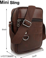 Pure Luxury Gloss Leather Small Sling Bag for Men | Chest Slinger bag | Crossbody Bag| Side Bag Men | Mini Leather Slings | Corporate Gift Item | Passport Document Sling. (Royal Brown)