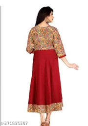 Polyster/Crepe fabric-Woman printetd anarkali kurti combo of 2 offer