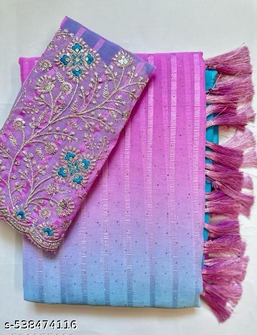 Chiffon Bollywood Saree With Separate Blouse Piece