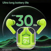 ULTRAPOD Earbuds BT Wireless 5.3, Transparent Charging Case, with 4-5 H Playtime, Noise Cancellation, Ambient Sound, LED Display, BT in-Ear, Water Resistant Type C Port, Ultimate Audio, (Green)