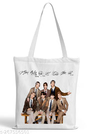 TrendoPrint Women & Girls Extra Spacious Cotton Multicolor Tote Bag-NDB48