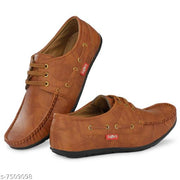 Brown Solid Loafers For Men