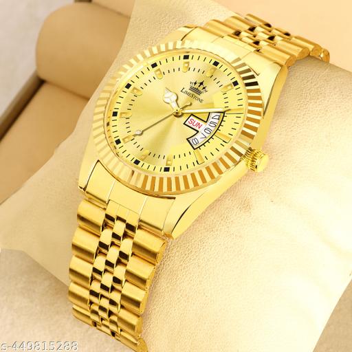 Legacy Series Original Gold Plated Day and Date Functioning | Stylish Chain | Quartz Analog Watch for Boys/ Men