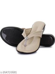 Unique Sandals Cream Slipper for Women , Women's Fashion Sandal Faux Leather, Comfortable & Stylish Wedges Ideal for Casual & Formal Occasions, Comfortable Lycra Slippers For Women, Flats for Women Stylish Latest Girls Unique