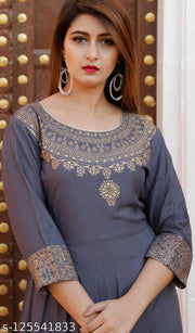 Womens Rayon Printed Anarkali Kurti