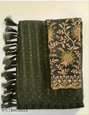 Mehendi Saree Solo Pattern Jalar Chati Embellished With Blouse Embroidered