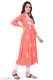 PURVIJA KURTIES STYLISH WHITE EMBROIDERED FLARED KURTA