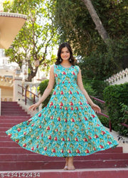 Trending Rayon Printed Sleeveless Kurti