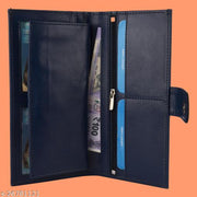 SHAMRIZ Unisex Leather Long Wallet – Stylish, RFID-Protected Cardholder with Zipper Pocket & Magnetic Snap Closure – Premium Genuine Leather for Men & Women