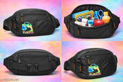 Flikker: Latest Men's Waist Bag Trendy Chest Bag for Women Stylish Side Bag for Boys Belt Bag Girls Unisex Crossbody Money Purse Small Wallet Pouch Fanny Pack Swag Bag for Man Hip Bag (Black, Pack of: 1)