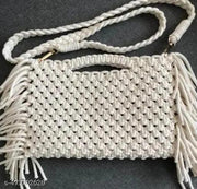 Women's Premium Handmade Macrame Sling/Cross/Boho Fringe Handbag, Both handmade and sling bag. size : 12*10 inches .