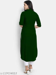 Women's Solid Rayon Plain Kurtis
