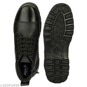 Coolsteps shoes Men's Black Genuine Leather Lace-Ups Police Boot Shoe