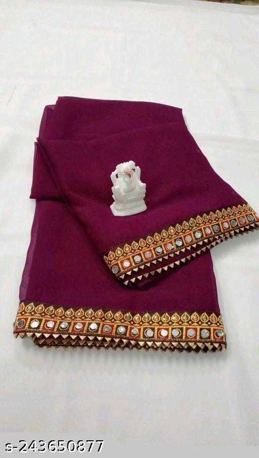NEW Georgette  MIRROR LACE SAREE