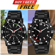 Watch Combo BUY 1 GET1FREE Black Designer Professional PU Analog Watch pack of 2