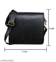 ENAMOUR Stylish Black Leather Sling Bag for Men | Enamour Premium Crossbody Messenger Bag with Adjustable Strap for Travel, Office, Casual & Use
