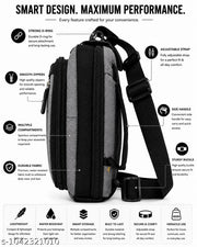 WAIST BAG BLACK TOP HANDLE | 3 IN 1 BAG WITH SLING, BUCKLE AND IN BUILT BELT LOOP | PREMIUM AND LIGHTWEIGHT FABRIC |