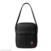Men's Black Sling Bag Compact Crossbdy Bag with Adjustable Strap Daily Use Travel Sling