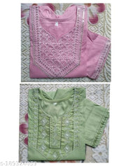 Women Neck Border Embroidered  Straight Fancy Kurta Combo Pack Of 2