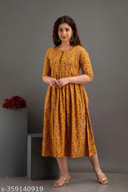 Women Rayon Printed Saumya Long Anarkali Kurtis