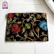 NAKASA Women's Kashmiri Handmade Flower Embroidery Small Black Clutch Cum Sling Bag
