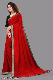Well Lace Trending Plain Georgette Saree With Separate Blouse Piece