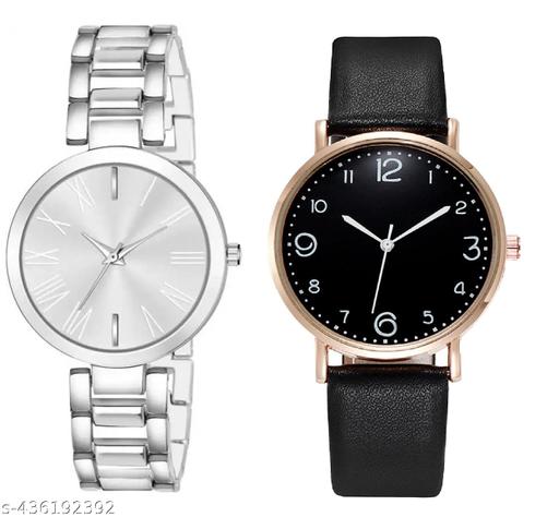 High Quality Round Dial Fancy Leather Belt Women Analog Watch(Pack of 2)