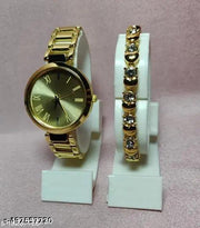 New Women Rosegold Metal Analog Watch With Breaclet Combo girls watches bracelet combo
