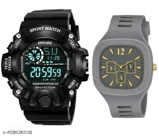 Two-watch pack of water-resistant combo watches