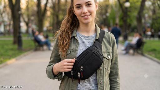 Black Casual Fanny Pack and Crossbody Bag for Boys & Girls