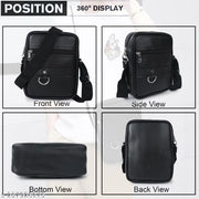 Trendy/Daily use/Classic College/Office BLACK Leather Sling Bag For Girls/Women/Boys/Mens