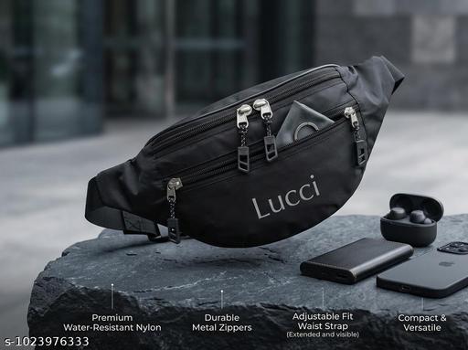 Waist Bag For Man And Women | Water resistance Waist Pouch with Multiple Compartments Waist Bag (Black)