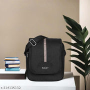 LOREM Mink Black Casual PVC Coated Matty Fabric Cross Body Sling Bag For Men SL09