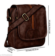 LOREM Brown Stylish Faux Leather Cross  Sling Bag For Men SL02