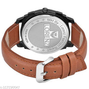 Lorenz Gift Combo Set of Tan Analog Watch & Hi-Quality PU Wallet for Men | CM-409WL-22