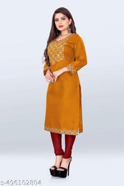 women Heavy Embroidery Real Mirror Work Cotton Kurti