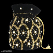 BeijoBolsa Black Women Potli Bag for Wedding, Puja or Party