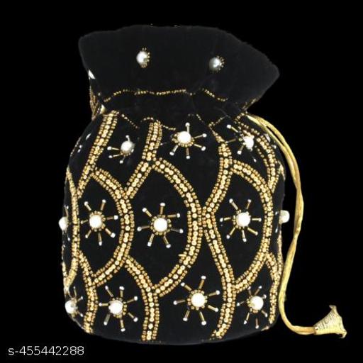 BeijoBolsa Black Women Potli Bag for Wedding, Puja or Party