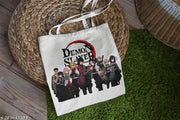 Eshaaver, Demon Slayer Yoriichi Tsugikuni/ 12 upper & lower moon  Anime White Tote Bag
